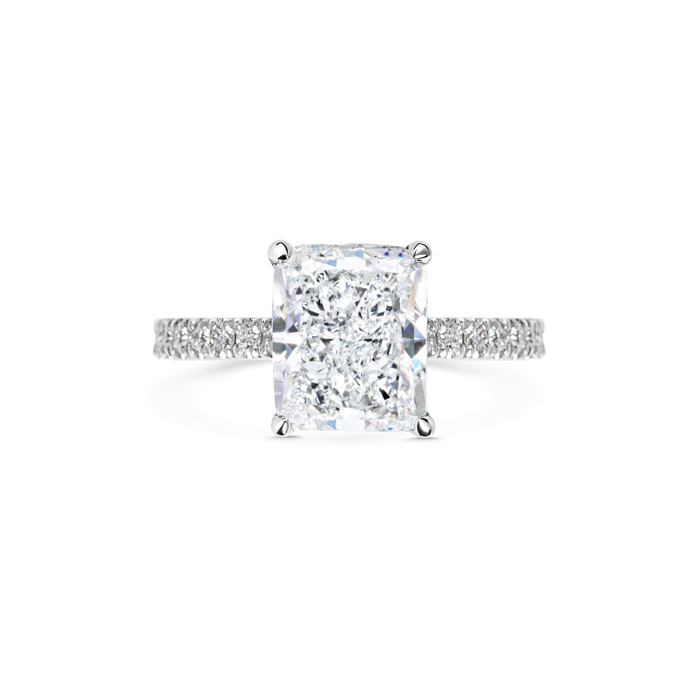 2 CT Radiant Cut Pave CVD F/VS1 Diamond Engagement Ring 1